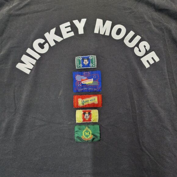 VTG Mickey Mouse Men's Multi Color Block Short Sleeve Hooded Shirt Size L / XL - Picture 2 of 15